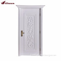 Interior white polish single MDF wood door carving design